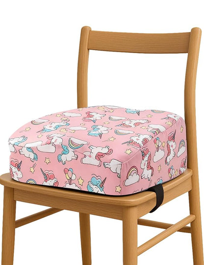 Babelio Ergo-Designed Booster Seat for Kitchen Chair, Promote Proper Upright Posture, Toddler Booster Seat for Dining Table, Removable & Washable Cover, Suitable for 18 Months to 5 Years, Pink Unicorn