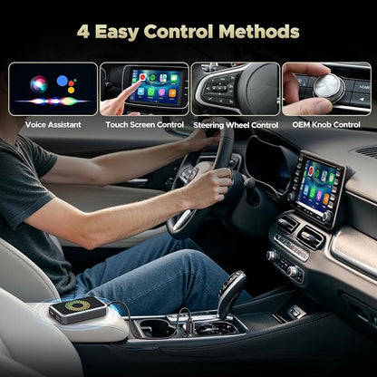 TOGUARDGO 3-in-1 Wireless Carplay Adapter Magic AI Box with YouTube TikTok APPs Upgrade Wired Car Play to Wireless Support USB Drive for iPhone 10+ and Android 13+
