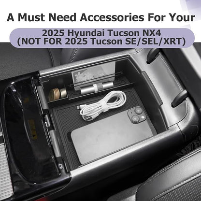 LUWU 2025 Tucson Accessories for 2025 2026 Hyundai Tucson Hybrid [Electronic Shift] Center Console Organizer Armrest Storage Box Armrest Console Organizer Insert Tray Black(NOT FOR 2025 SEL/SE/XRT)