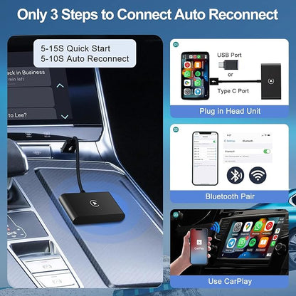 CarPlay Wireless Adapter, Converts Factory Wired CarPlay to Wireless, 2026 Upgrade Wireless Carplay Adapter for Cars from 2015 & iPhone iOS 10+