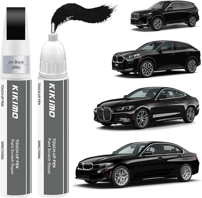 KIKIMO for BMW Touch Up Paint(Jet Black(688)), Car Paint Repair Kit for BMW, 2 In 1 Scratches Repair with Pen Tip and Brush, Color-Matched for Quick & Easy Fix
