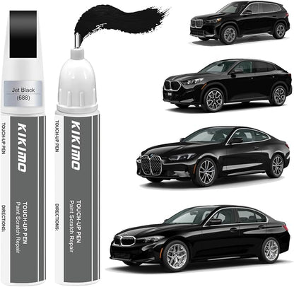KIKIMO for BMW Touch Up Paint(Jet Black(688)), Car Paint Repair Kit for BMW, 2 In 1 Scratches Repair with Pen Tip and Brush, Color-Matched for Quick & Easy Fix