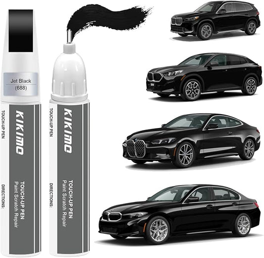 KIKIMO for BMW Touch Up Paint(Jet Black(688)), Car Paint Repair Kit for BMW, 2 In 1 Scratches Repair with Pen Tip and Brush, Color-Matched for Quick & Easy Fix