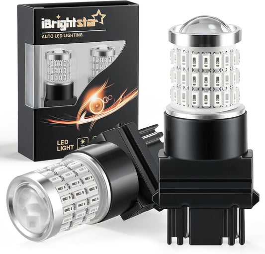iBrightstar 3157 LED Bulb Red, 3057 LED Brake Lights Bulbs Super Bright for Rear Brake Lights and Tail Lights, 2 Pack