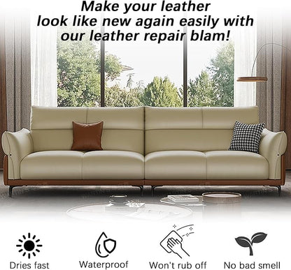 Leather Recoloring Balm, Leather Color Restorer Conditioner, Leather Restorer for Couches Paint, Leather Scratch Remover, Scratch Leather Faded Repair Kits for Vinyl Furniture (Beige, 75ML)