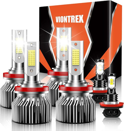 High Low Beam Fog Light Bulbs Combo Pack Fit For Freightliner Cascadia 2008 2009 2010 2011 2012 2013 2014 2015 2016 2017 Driving Light Plug and Play,6500K White Car Lamp Bulb Kit,IP68 Pack-6