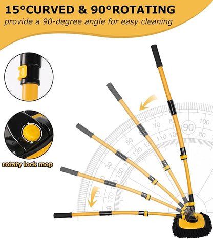 anngrowy 47.64" Car Wash Brush Mop Kit Mitt Sponge with Long Handle Car Cleaning Supplies Kit Tools Car Washing Duster Exterior Scratch Free, Chenille Replacement Head Extension Pole
