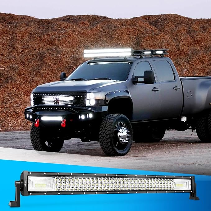 Nilight LED Light Bar 32Inch 378W Flood Spot Combo Triple Row Driving Lamp Roof Bumper Off Road LED Work Lights Pods for Van Camper Wagon Car Pickup Golf Cart ATV UTV SUV Truck Boat 4x4