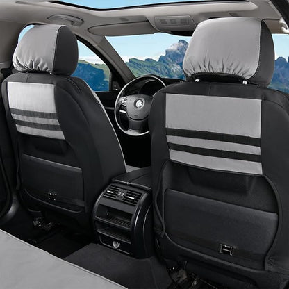 Coverado Car Seat Covers Front, Canvas Universal Seat Covers for Cars, 2-Pack Car Seat Cushions, Auto Seats Protectors for Kids & Dogs, Driver Seat Covers Fit for Most Vehicles Trucks SUVs/Gray