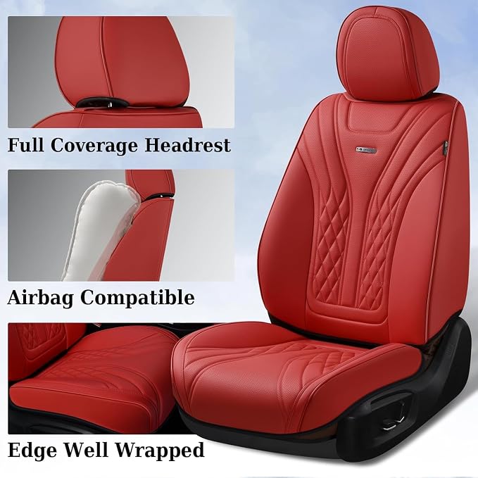 Coverado Car Seat Covers, Car Seat Covers Front Seats, 2-Pack Front Seat Cover, Nappa Leather Waterproof Seat Covers, Car Seat Protectors, Automotive Seat Covers Universal Fit for Most Vehicles