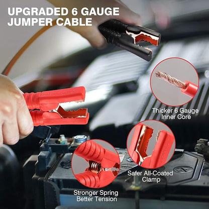 Vetoos Car Roadside Emergency Kit with Jumper Cables, Auto Vehicle Safety Road Side Assistance Kits, Winter Car Kit for Women and Men, with Portable Air Compressor, Tow Rope, Multitool Plier