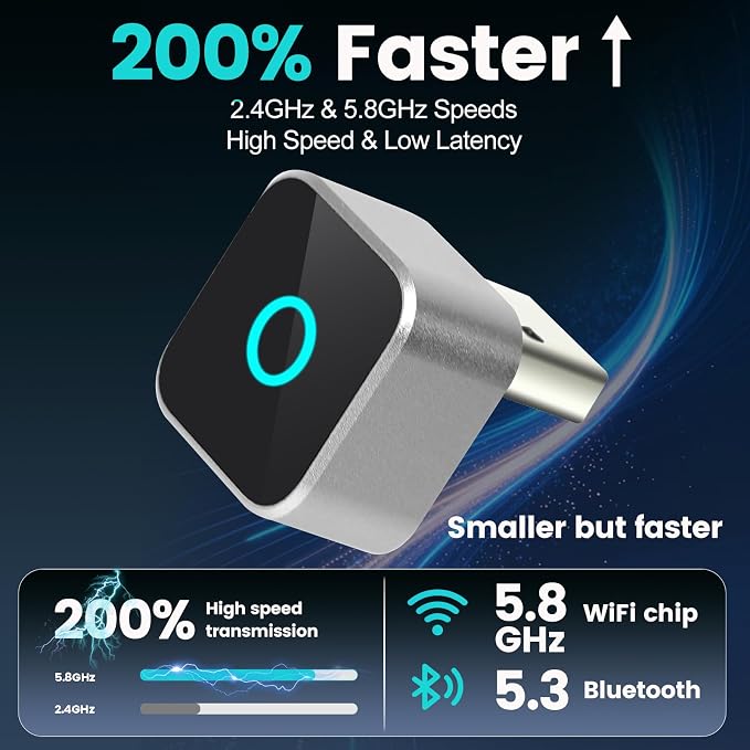 2026 Wireless CarPlay Adapter & Android Auto Dual System, Plug & Play Auto Connect Low Latency, USB-C Included, Compatible with Factory Wired CarPlay Cars for iPhone iOS 10+