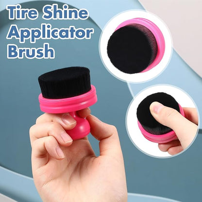 Wenqik 1 Pack Tire Shine Applicator Brush Automotive Tire Shine Brush Dressing Applicator with Storage Stand Portable Car Detail Brushes for Auto Detailing Care and Auto Wash Cleaning Service Kit