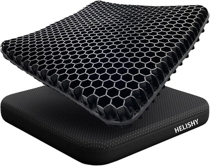 Gel Wheelchair Seat Cushion for Long Sitting - Cooling Office Chair Cushion for Sciatica, Back, Pressure Sore, Tailbone Pain Relief - Soft & Breathable Butt Pillow with Non-Slip Cover for Wheelchair