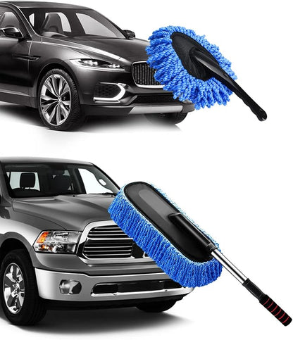 YeewayVeh Car Duster Kit, 2 Pack Car Dust Brush Set with Microfiber Pollen Dusters Scratch Free, Extendable Duster Brush & Dash Duster for Exterior Interior Cleaning Tools