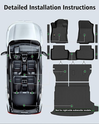 Floor Mats Fit for Forester Hybrid 2025 2026 Trunk Mat with Backrest Mat All Weather TPE Rubber Cargo Liner Back Seat Protector Full Set for Forester 2025 Plug-in Hybrid Accessories, Black