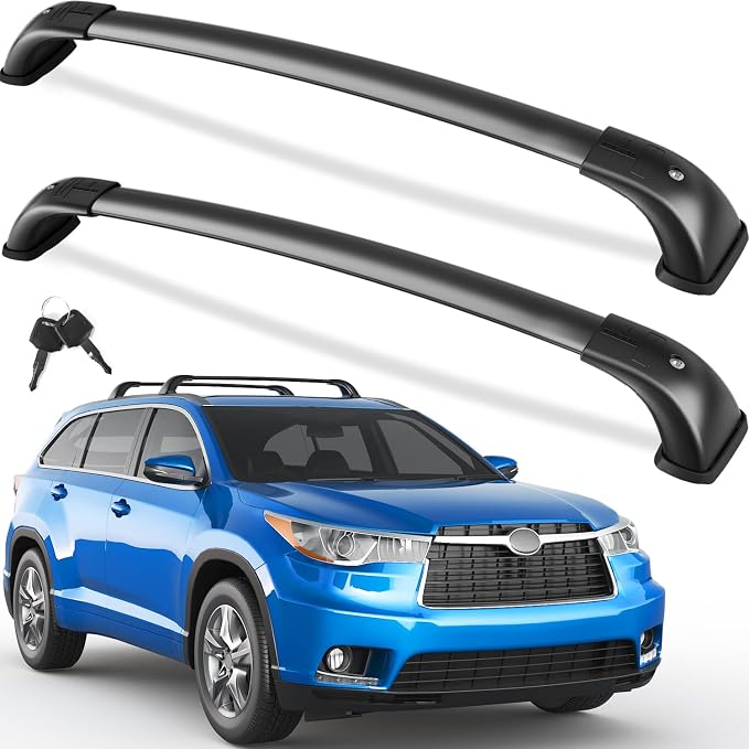 Wonderdriver Lockable Roof Rack Cross Bars 220lb Compatible with 2014-2019 Toyota Highlander XLE Limited & SE & LE Plus & LE with Anti-Theft Metal Heavy Duty Crossbars Black Rooftop Luggage Carrier