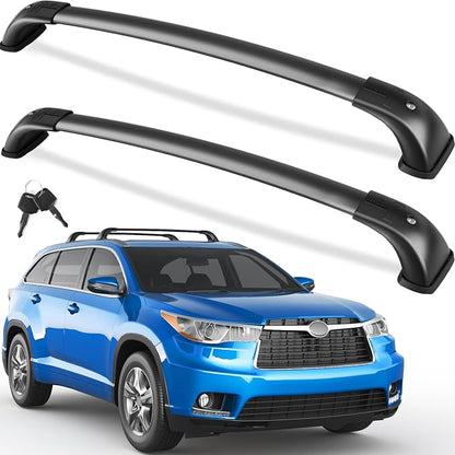 Wonderdriver Lockable Roof Rack Cross Bars 220lb Compatible with 2014-2019 Toyota Highlander XLE Limited & SE & LE Plus & LE with Anti-Theft Metal Heavy Duty Crossbars Black Rooftop Luggage Carrier