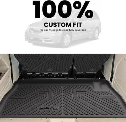 LASFIT Cargo Liner & Backrest Mat for Dodge Grand Caravan 2008-2020/ Chrysler Town & Country 2008-2016 All Weather TPE Custom Fit Truck Mat Car Liner Non-Slip, Black