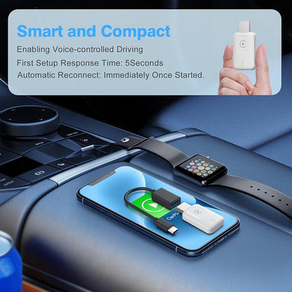 Wireless carplay Adapter for iPhone 2025, Convert Wired to Wireless CarPlay Adapter, Mini Size with Extension Cable USB & USB-C/Type-C,White