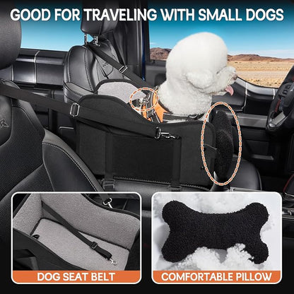 TKYZ Center Console Dog Car Seat,Pet Puppy Car Seat,Middle Console Dog Armrest Booster Seat for Small Dogs(Black)