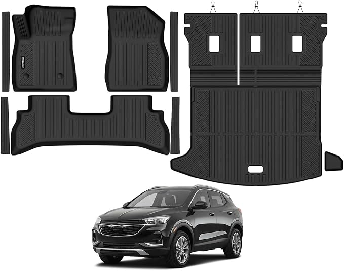 Floor Mats for Buick Encore GX 2020-2026(Only Fit FWD), Trunk Mat with Backrest Mat & Door Sill Guard All Weather TPE Protector for Buick Encore GX Accessories