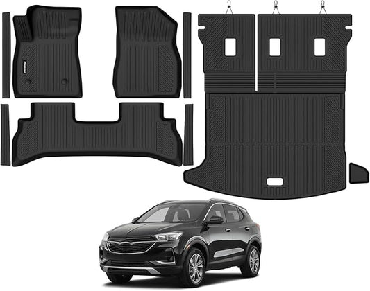 Floor Mats for Buick Encore GX 2020-2026(Only Fit FWD), Trunk Mat with Backrest Mat & Door Sill Guard All Weather TPE Protector for Buick Encore GX Accessories