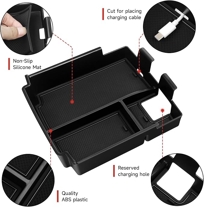 5PCS Center Console Tray for 2025 2026 Ford Bronco Accessaries 4 Door Full Size 2025 Bronco Front Rear Door Handle Pocket Storage Box ABS Material(Not Applicable Sport Models)