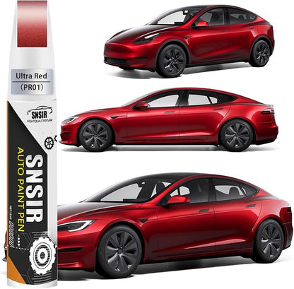 Car Touch up Paint(Ultra Red(PR01)) Compatible with Tesla Model Y/3/X/S, Car Paint Pen Scratch Repair Two-In-One Touch Up Paint, Premium Car Scratch Remover for Deep Scratches