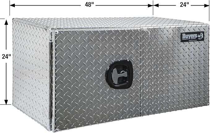 Buyers Products 1702240 Diamond Tread Aluminum Underbody Truck Box with Barn Door, 24 x 24 x 48 Inch