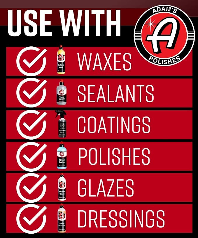 Adam's Polishes Microfiber Applicator Pad (8 Pack) All Purpose Car Detailing Applicator Sponge | Use with Ceramic Coating for Cars, Car Wax, Paint Sealants, Compound, Polish, Conditioner, Glazes