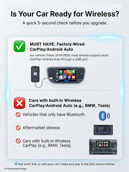 4-in-1 Wireless CarPlay & Android Auto Adapter – AirPlay & Miracast Media Hub – Seamless for Mixed Families – 5.8GHz Low-Latency & Auto-Connect – Factory Wired Cars Only (Orange)