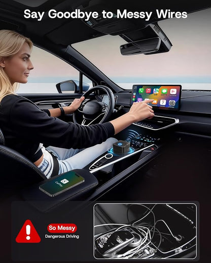 2026 Upgrade Wireless CarPlay Adapter/Android Auto Wireless Adapter, Plug & Play Fast Connection, One-Tap Disconnect, Wi-Fi 6 & Bluetooth 5.4, Support USB A/Type C, Mini Design- Carbon Black