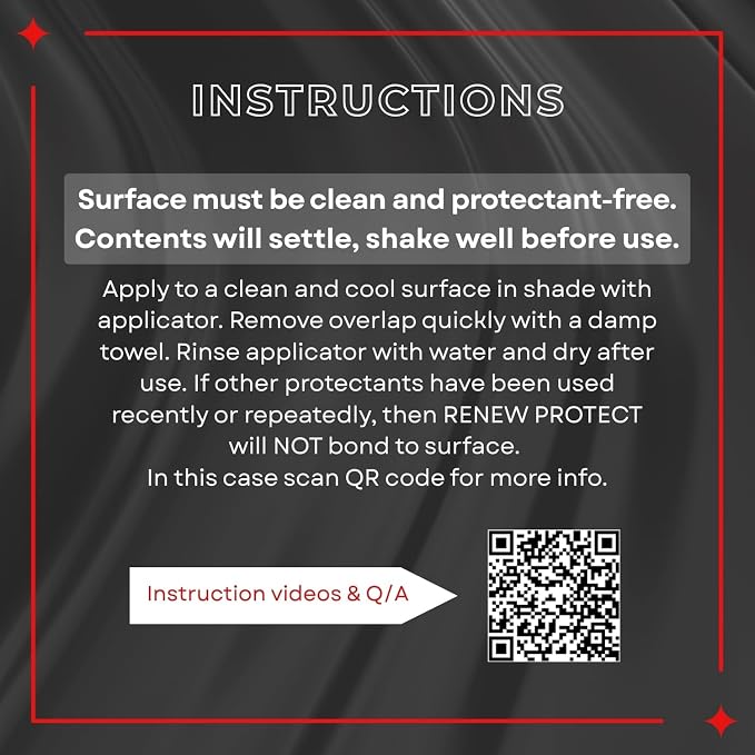 RENEW PROTECT Blak, Lasts Months - Years, Rich Black Tire & Trim Treatment, Mid to High Shine, Floor Mat-RV-Golf Cart, 100% Motorcycle-Safe, Ceramic-Hybrid Protectant, Wash-Proof, 5 min Dry-Seal 8oz