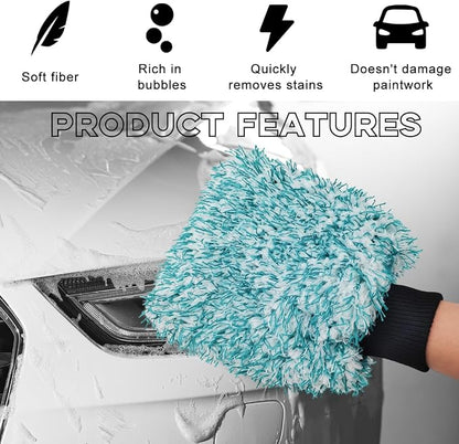 Yourkar 2 PCS Car Wash Mitt, 8"×10" Soft & Scratch-Free Premium Plush Microfiber Washing Glove, Machine Washable Lint Free Absorbent Detailing Wash Mitt, Universal Car Accessories (Green)