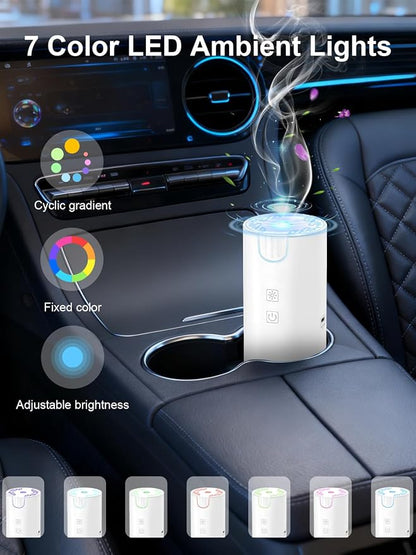 Marchred 100ML Car Essential Oil Diffuser, Rechargeable Battery Powered, 7 Color Lights, 2 Mist Modes, Cordless Portable Aromatherapy Humidifier for Car Home Outdoor