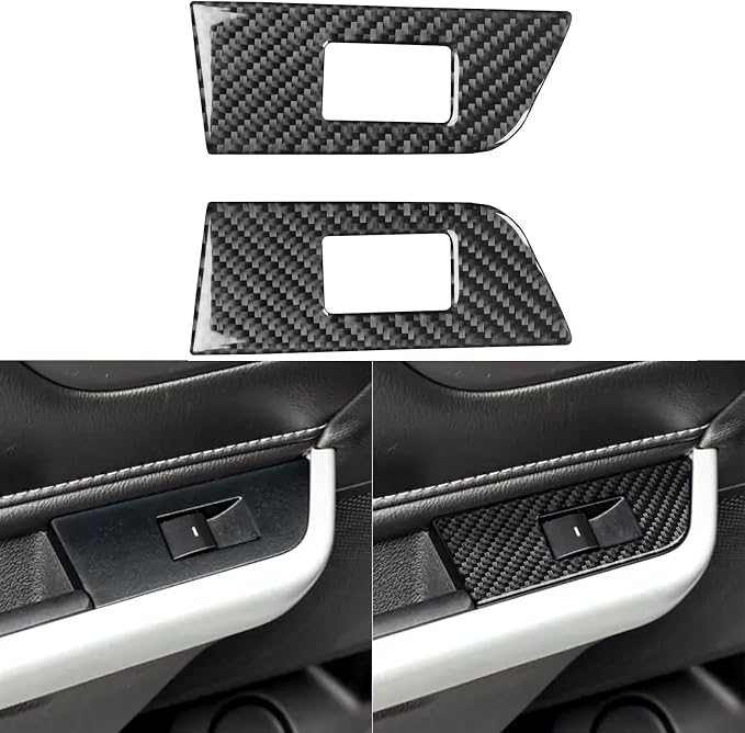 Premium Carbon Fiber Compatible with Ford Edge 2011-2014 SEL/Limited/SE/Sport Accessories Car Rear Door Window Lift Switch Trim Button Panel Cover Interior Trim Sticker Decal Black 2PCS