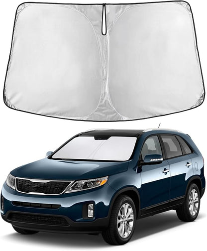 EcoNour Windshield Sunshade Compatible for Kia Sorento 2011-2013 2014 2015, Sun Visor for Front Windshield & Window Sun Shade Cover, UV Heat Blocker & Protector, Car Accessories
