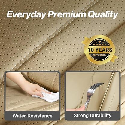 Coverland Custom Fit Car Seat Covers for SUV Compatible with [Jeep Grand Cherokee, Grand Cherokee 4xe] Premium Water Resistant Leather Non-Slip Interior Protector [Full Set Beige - Size Chart X74]