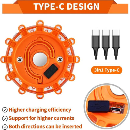LED Road Flares 12 Pack Roadside Emergency Car Kit, USB Rechargeable (lithium battery) Road Safety Flare Light,9 Flash Modes,With Magnet & Hook Safety Beacon Warning Light (12 Pack)