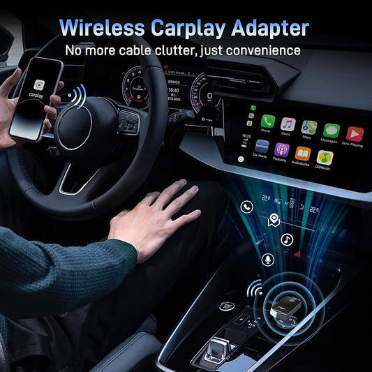 Wireless CarPlay Adapter for iPhone (Plug & Play, No Delay) – 5.8GHz Wi-Fi & Bluetooth 5.3, Compact Metal Design, Compatible with 2016+ Cars – Fast Auto-Pairing