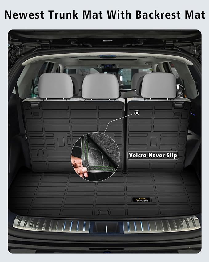 Floor Mats & Cargo Mat with Backrest Mat Custom for Nissan Pathfinder 2022-2025 2026 7&8 Seats, Door Sill Guards, All Weather TPE Full Set Floor Liners Trunk Mat for Pathfinder 2025 Accessories