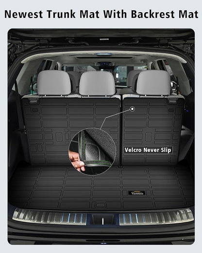 Floor Mats & Cargo Mat with Backrest Mat Custom for Nissan Pathfinder 2022-2025 2026 7&8 Seats, Door Sill Guards, All Weather TPE Full Set Floor Liners Trunk Mat for Pathfinder 2025 Accessories