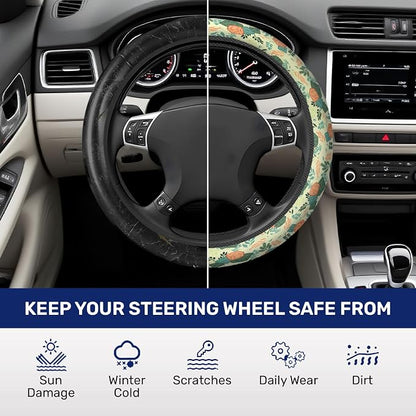 GENANY Dungeon Dice Steering Wheel Cover, Non Slip Polyester Car Wheel Protector for Car SUV Truck, Universal 15 Inch