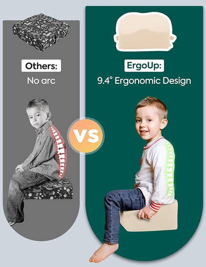 Babelio ErgoUp Booster Seat for Kitchen Chair, Promote Proper Upright Posture, Toddler Booster Seat for Dining Table, Removable & Washable Cover, Suitable for 18 Months to 5 Years, Beige