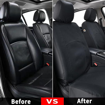 Coverado Car Seat Covers Front, Canvas Universal Seat Covers for Cars, 2-Pack Car Seat Cushions, Auto Seats Protectors for Kids & Dogs, Driver Seat Covers Fit for Most Vehicles Trucks SUVs/Black
