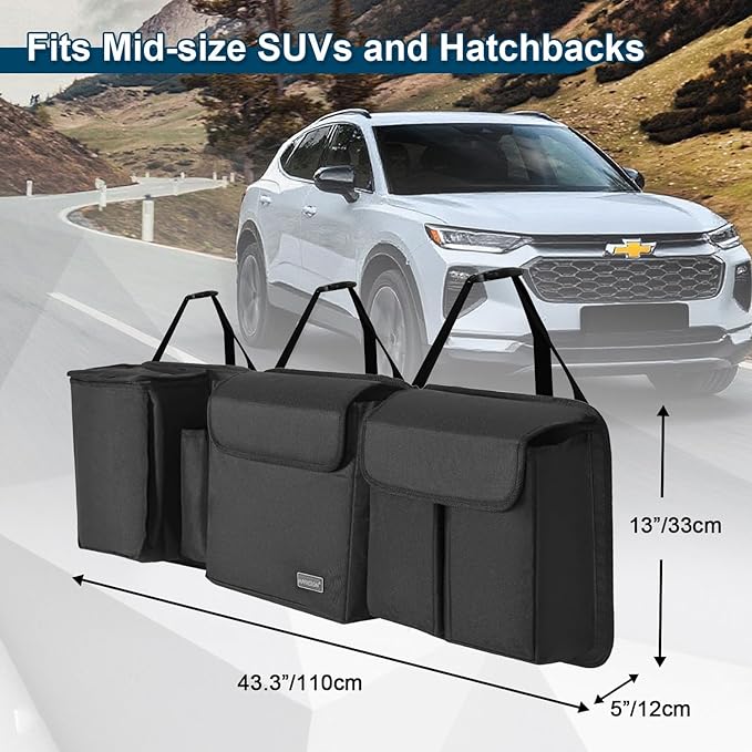 Deluxe Trunk and Backseat Organizer for Medium or Large Size SUVs & RVs, Detachable Storage Modules with Built-in Cooler, Patent Pending