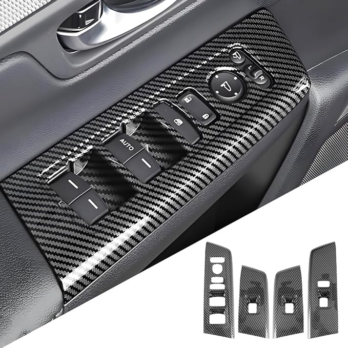 Car Door Power Window Lift Switch Protection Panel for Honda CRV 2023 2024 2025 2026 and Honda CR-V Hybrid 2023-2026 Auto Interior Accessories Armrest Side Pull Handle Trim Cover Carbon Fiber Style