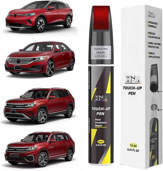 XNA Aurora Red Metallic(L0G3/6L) for Volkswagen Touch Up Paint, Car Scratch Remover for Nicks and Chips Repair, 2-In-1 Quick & Easy Fix Car Scratch Repair Kit with Exact Color-Matched