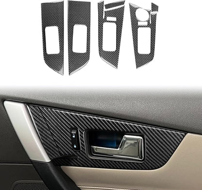 Premium Carbon Fiber Compatible with Ford Edge 2011-2014 2012 2013 SEL/Limited/SE/Sport Accessories Car Inner Door Handle Pull Panel Kit Cover Interior Trim Sticker Decal Black 6PCS